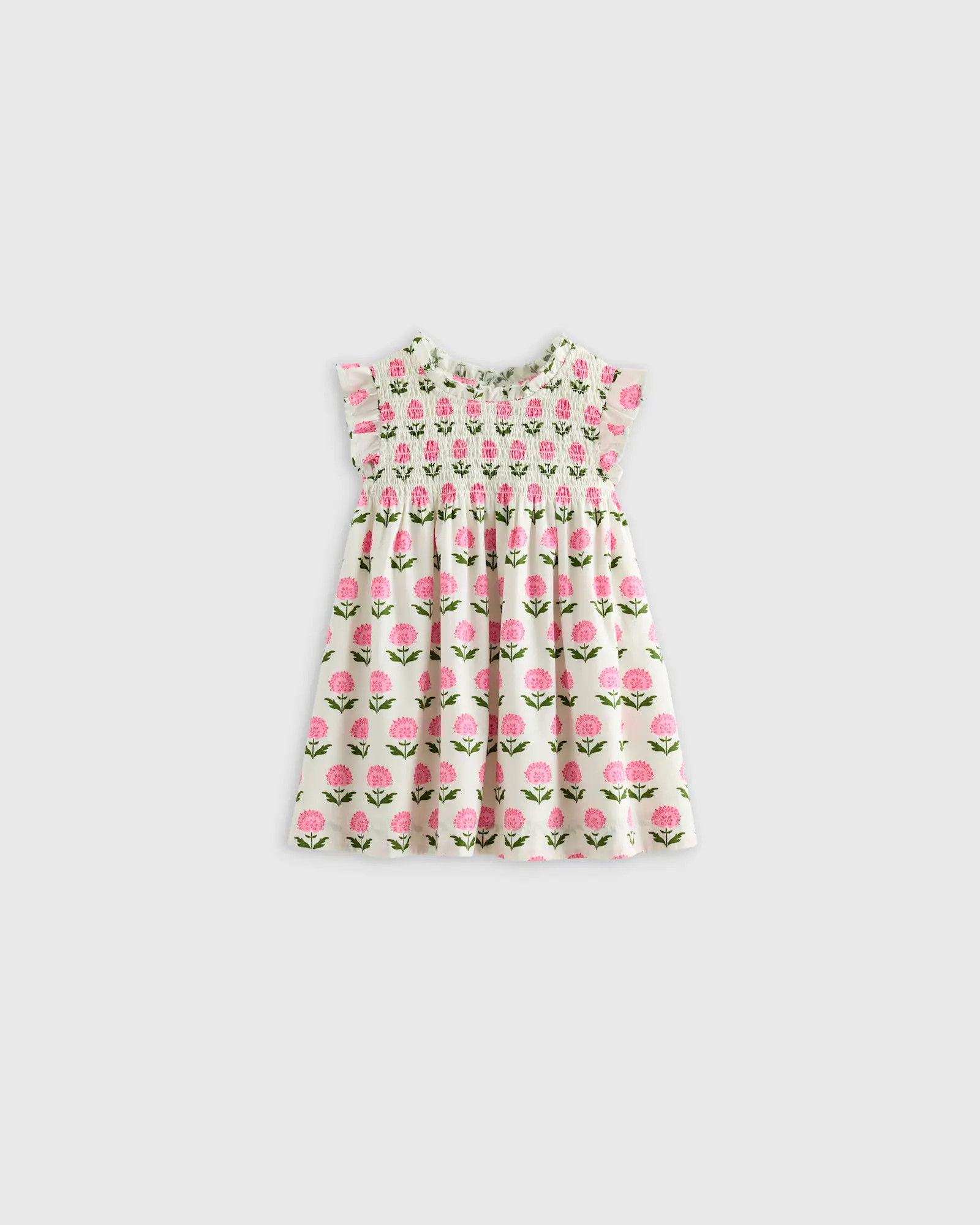 100% Organic Cotton Poplin Smocked Flutter Sleeve Dress | Quince