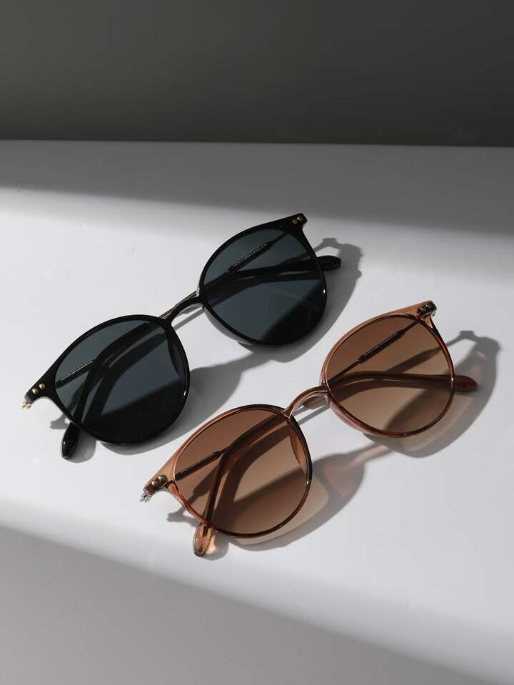 2pairs Women Rivet Detail Sunglasses Beach Accessories Vintage Sunglasses Beach Sun Glasses Beach... | SHEIN