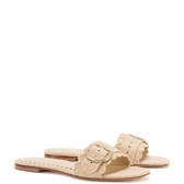 Ivy Broderie Flat Mule In Beige Raffia | Larroude
