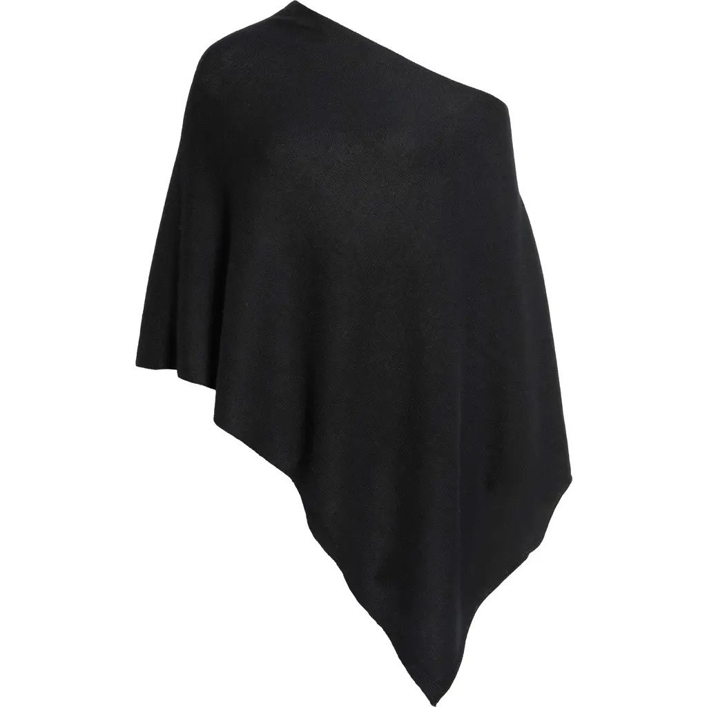 Nordstrom Wool & Cashmere Asymmetrical Poncho in Black at Nordstrom | Nordstrom