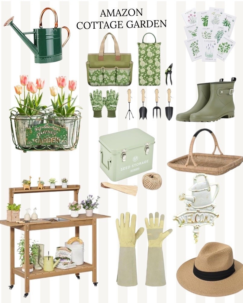 Amazon cottage garden finds that make gardening feel straight out of a storybook 🌿✨ 

Vintage-inspired watering cans, floral garden tools, sage green rain boots, woven baskets, seed storage, and all the cozy cottage details I’ve been loving lately. 

If you’re into collected garden decor, cottagecore outdoor spaces, and functional pieces that still feel beautiful… these finds are so good. 🌷🪴🤍

 #cottagegarden #amazongardenfinds #cottagecoredecor #gardeninspo #vintageinspiredhome