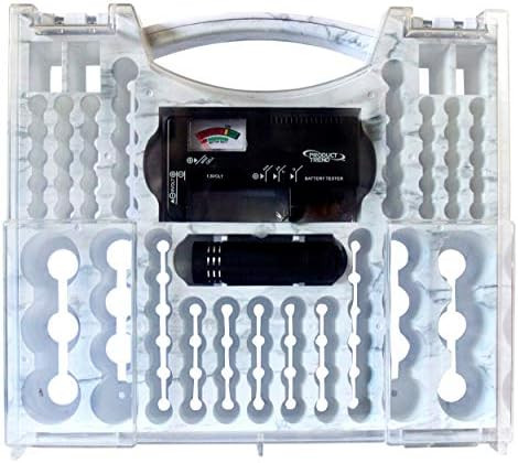 Battery Pro Organizer and Tester with LED Flashlight, Holds 90 Assorted Batteries - Marble Finish | Amazon (US)