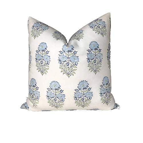 Lisa Fine Mughal Flower Pillow Cover in Monsoon Decorative Throw Pillow Accent Pillow Floral Pillow | Amazon (US)