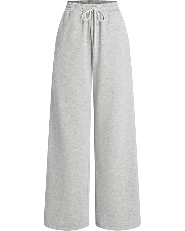 CIDER Women’s Wide Leg Sweatpants - High Waisted Straight Leg Casual Lounge Sweat Pants with Po... | Amazon (US)
