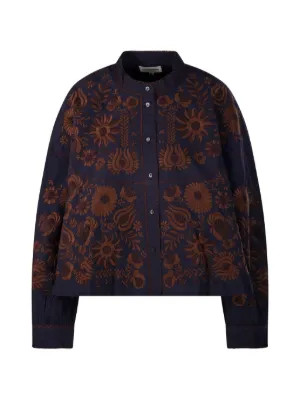 Antik Batik Matias Big floral-embroidered Shirt | Blue | FARFETCH | Farfetch Global