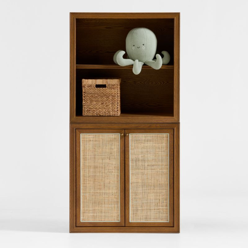 Hawes Modular Hazlenut Oak Wood Kids Open Bookcase with Door by Jake Arnold | Crate & Kids | Crate & Barrel