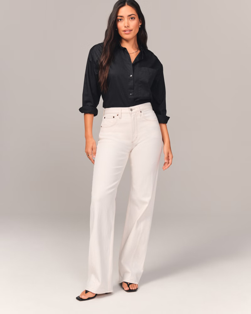 Curve Love High Rise 90s Relaxed Jean White Jeans Work Pants Abercrombie Jeans Fall Outfits 2022 | Abercrombie & Fitch (US)
