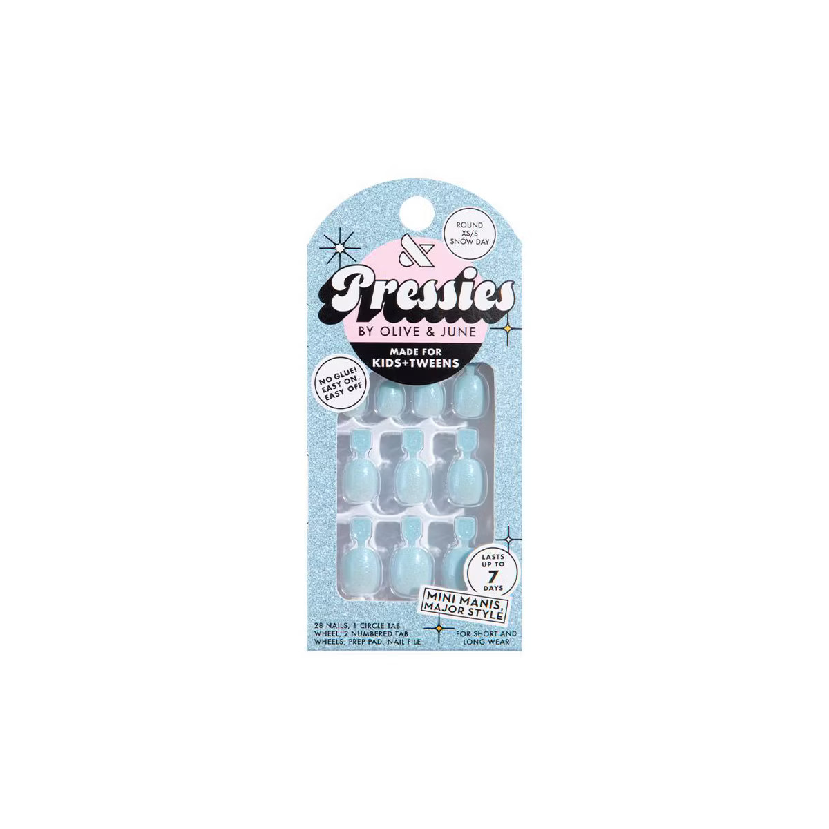 Olive & June Pressies Fake Nails - XS Round - Snow Day - 28ct | Target