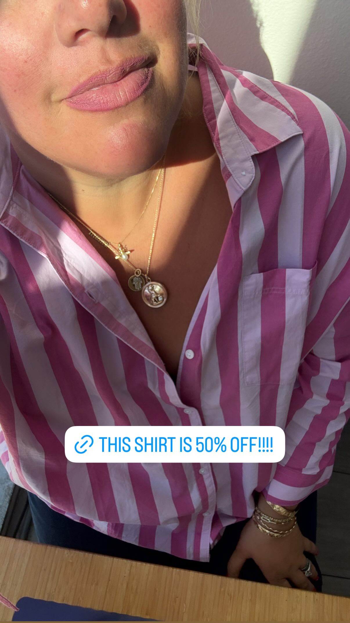 My pink striped button down is 50% off and oh so cute for Valentine's Day 

 #LTKValentine #LTKSaleAlert