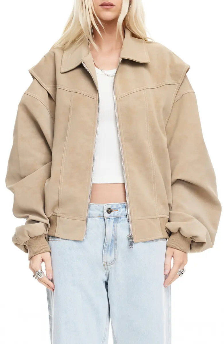 LIONESS Vista Faux Suede Bomber Jacket | Nordstrom | Nordstrom