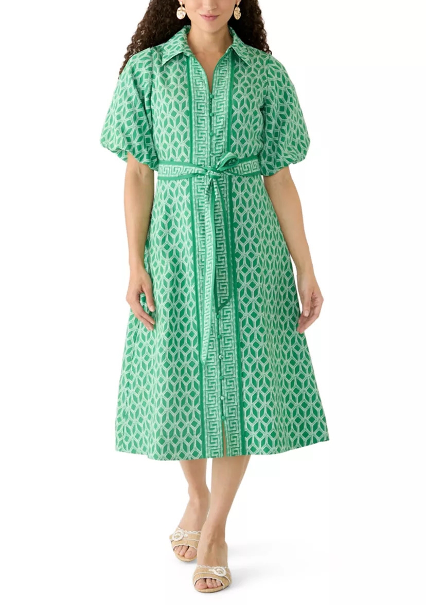 Petite Short Sleeve Belted Midi Shirtdress | Belk