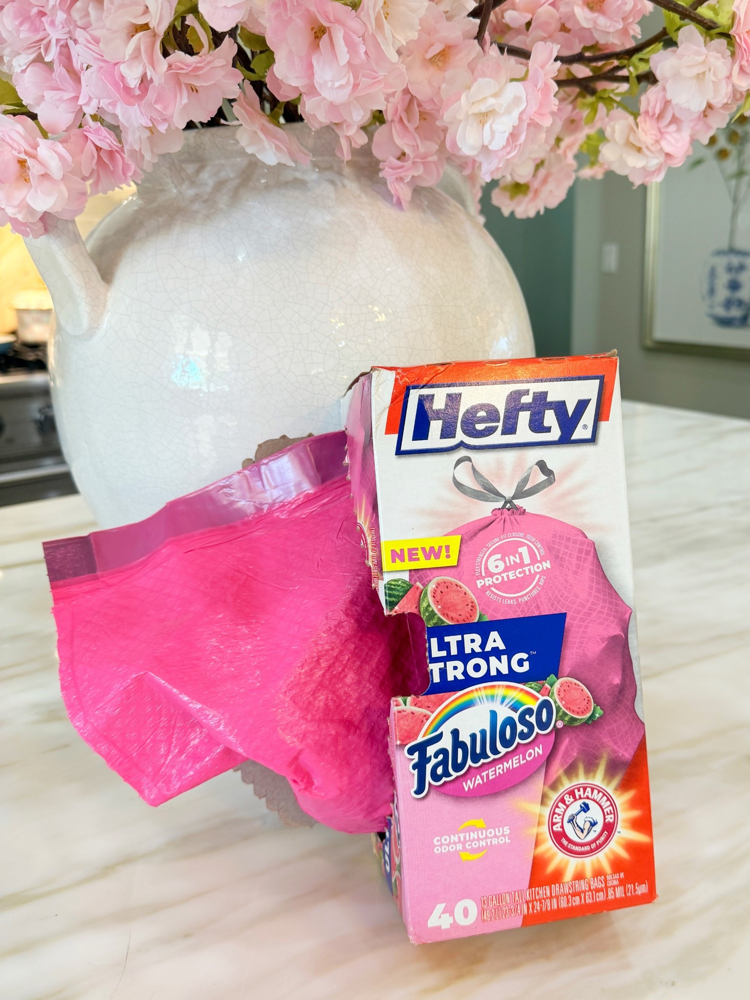 These hefty pink trash bags are perfect for the kitchen or dorm room! They smell like watermelon perfume! 💗🌸💕 

#LTKFamily #LTKHome #LTKParties