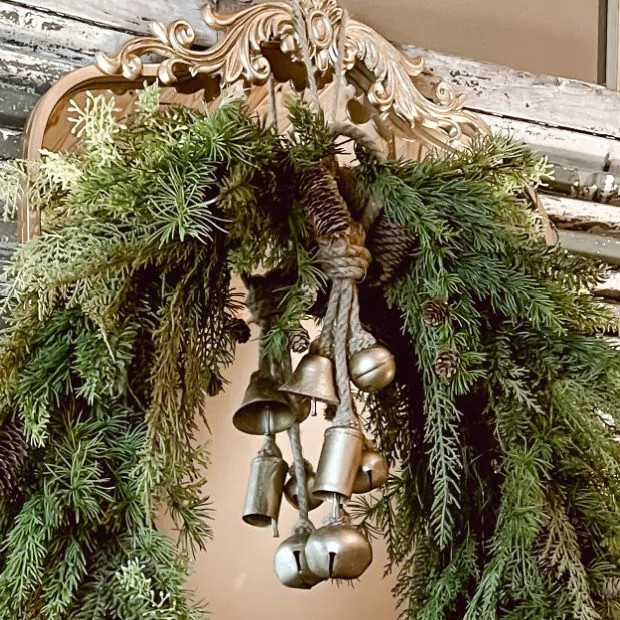 Gold Finish Metal Bells On Jute | Antique Farm House