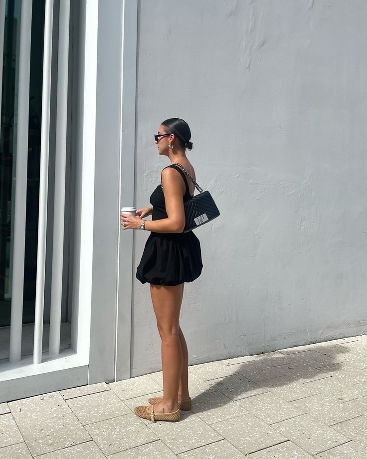 Black dress
Nude Mary  Jane flat 

#LTKTravel #LTKBeauty #LTKPetite