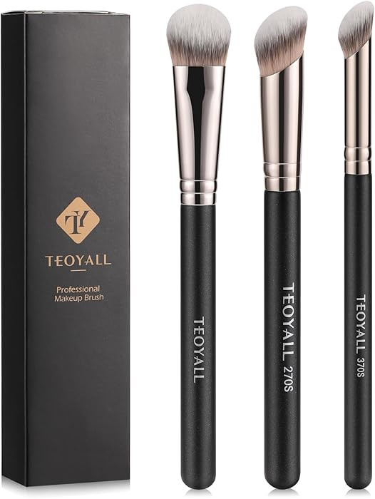 TEOYALL Contour Conceal Brush Set, 3PCS Angled Synthetic Under Eye Concealer Brush for Blending S... | Amazon (US)