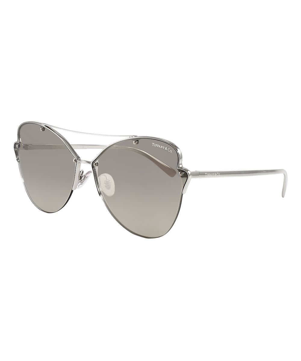 Tiffany & Co. Women's Sunglasses Clear - Silver Modified Aviator Sunglasses | Zulily