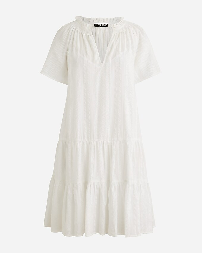 Ruffle-trim tiered dress in cotton dobby | J. Crew US