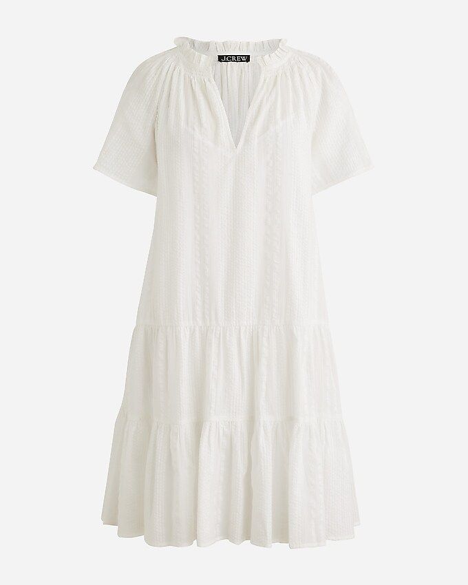 Ruffle-trim tiered dress in cotton dobby | J.Crew US
