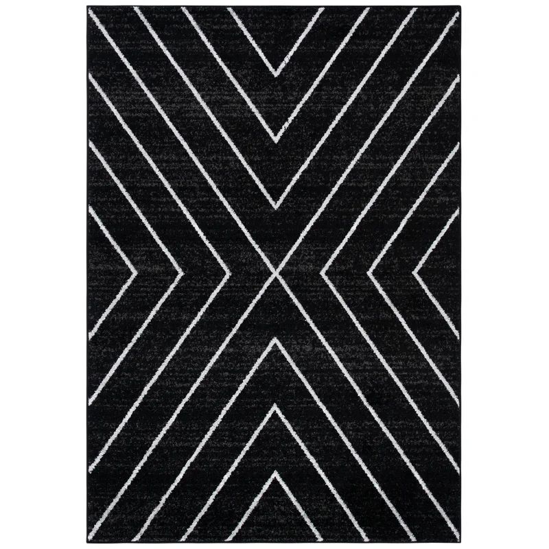 Marson Geometric Black/Light Gray Area Rug | Wayfair North America