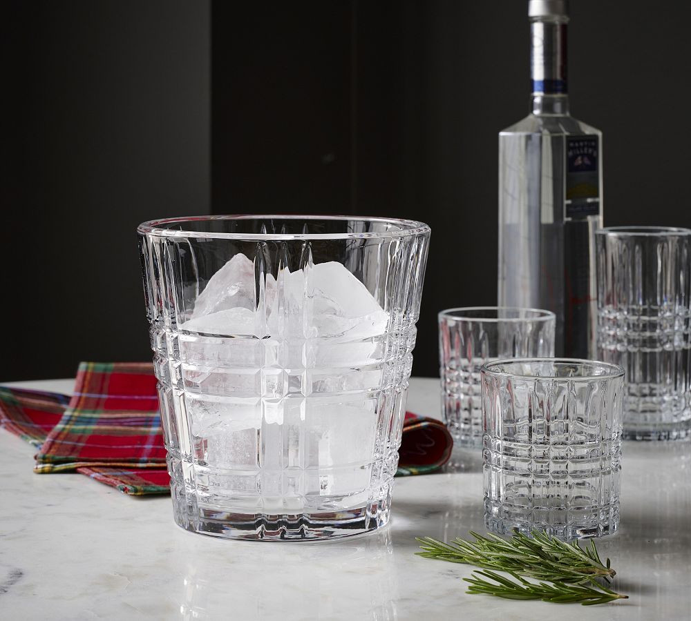Stewart Plaid Glass Ice Bucket | Pottery Barn (US)