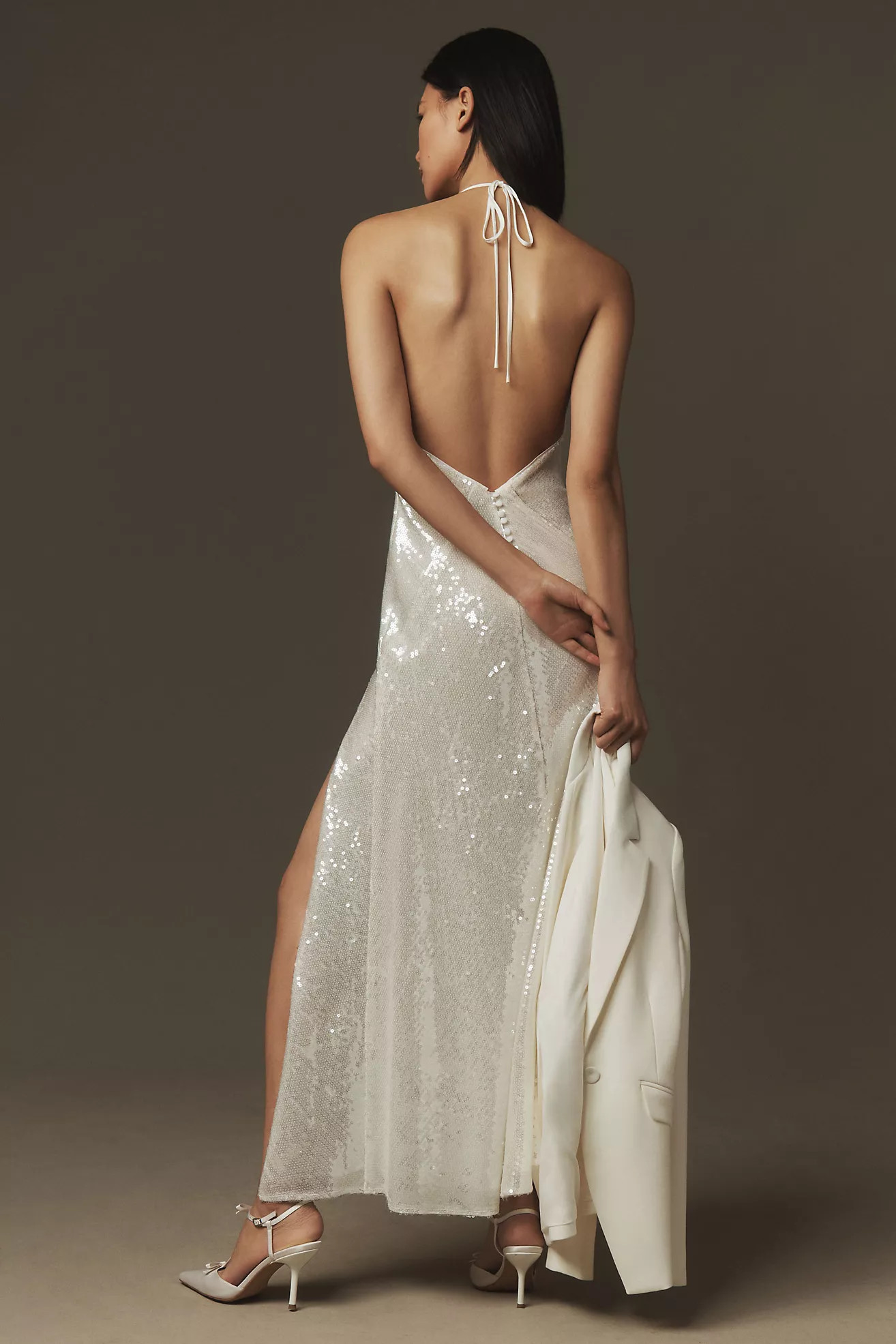 Bardot Yve Halter Open-Back Sequin Maxi Dress | Anthropologie (US)