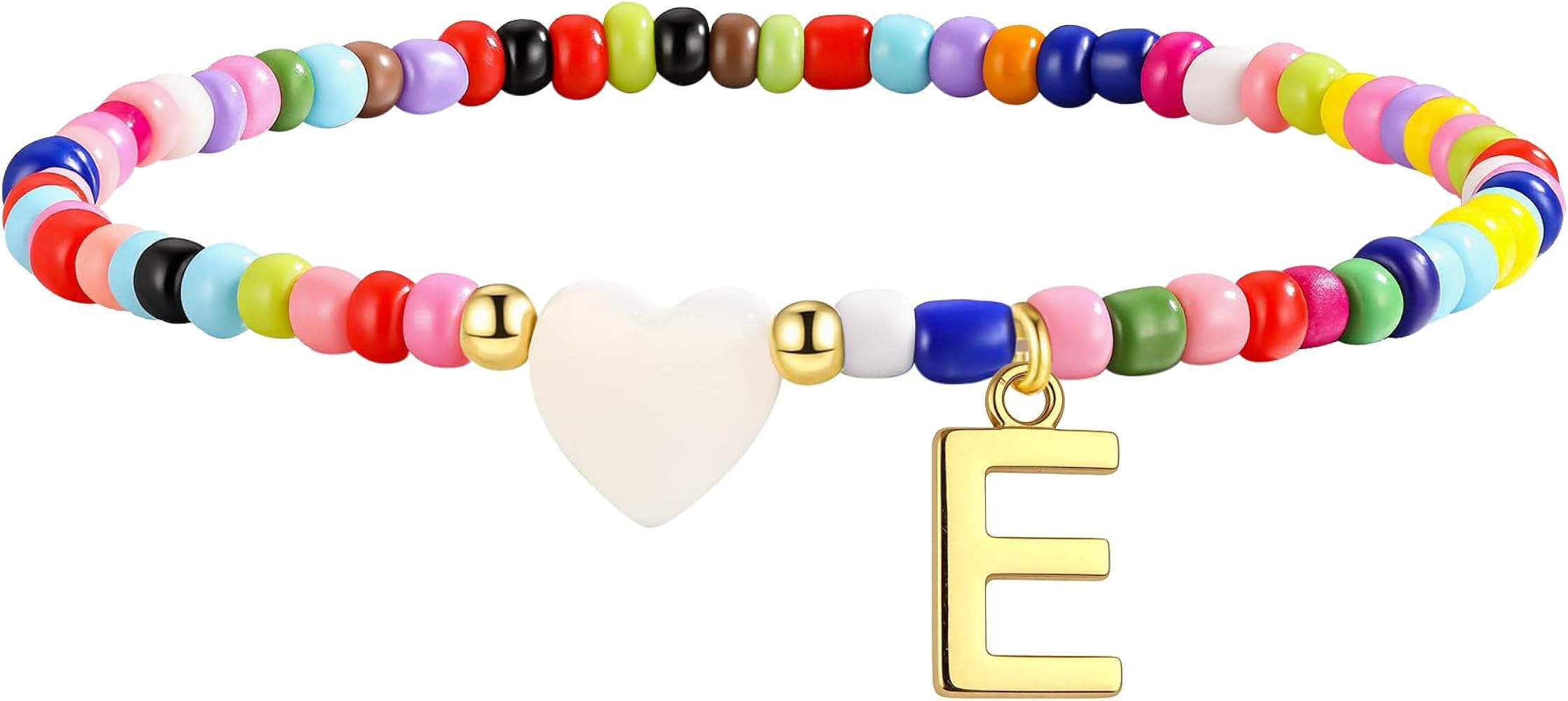Colorful Initial Bracelets for Women Girls - Cute Beaded Heart Initial Bracelet Teen Girl Gifts T... | Amazon (US)