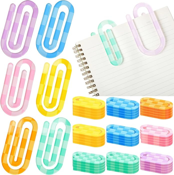 AmazingSpark 24 Pcs Jumbo Teacher Acrylic Paper Clips Teacher Appreciation Day Gifts Office Bookm... | Amazon (US)