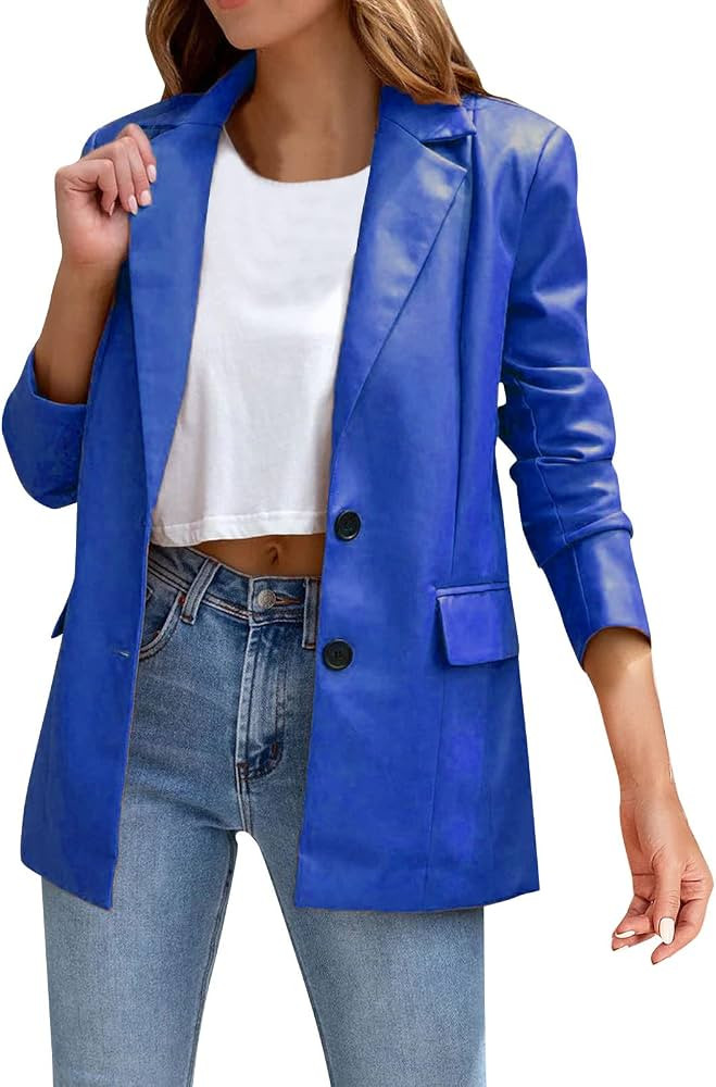 HSSDH Women's Faux Leather Jackets, Women Faux Leather Jacket Zip Up Short Fashion Fitted Slim Mo... | Amazon (US)