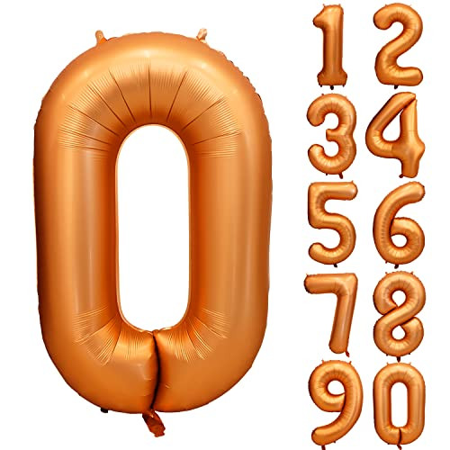 40 inch Orange Number Balloon Giant Foil Helium Balloons for Birthday Party Decorations | Amazon (US)