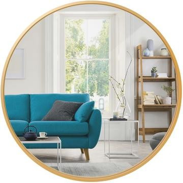 Framed Round Bathroom Vanity Wall Mirror w/ Anti-Blast Film - 36in | Best Choice Products 