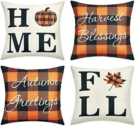 KOKOMILO Fall Pillow Covers 18x18: Fall Throw Pillow Covers for Fall Decor Pillows, Decorative Au... | Amazon (US)