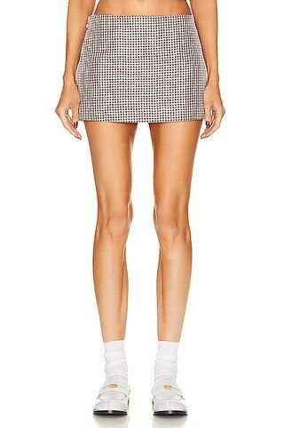 Acne Studios Checkered Mini Skirt in Brown & White | FWRD | FWRD 