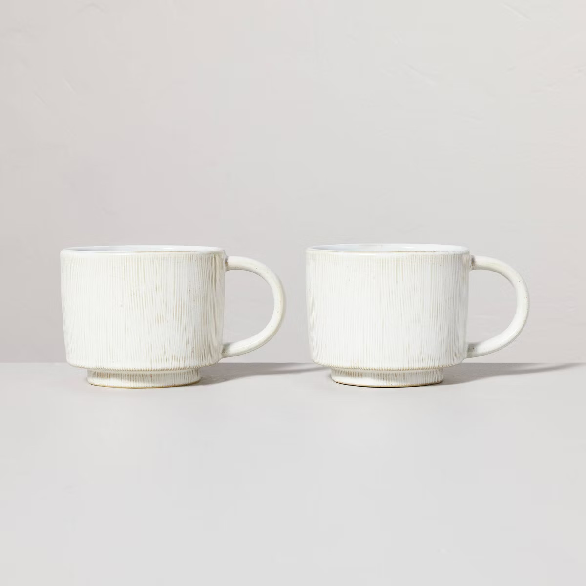 2pk 13.5oz Stoneware Layered Microstripe Mug Set Cream/Tan - Hearth & Hand™ with Magnolia | Target