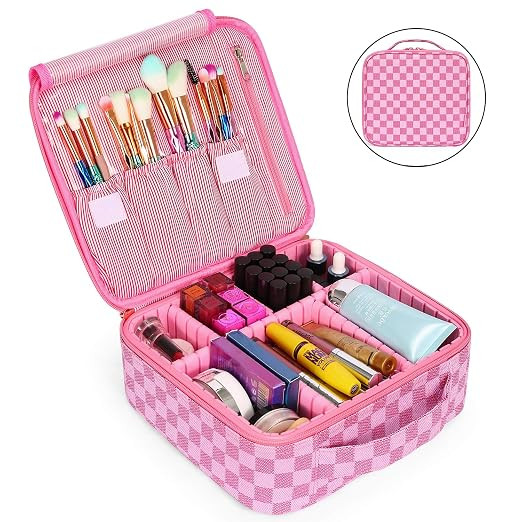 WODKEIS Makeup Case Travel Cosmetic Bag Professional Train Case Large Makeup Box Make Up Storage ... | Amazon (US)