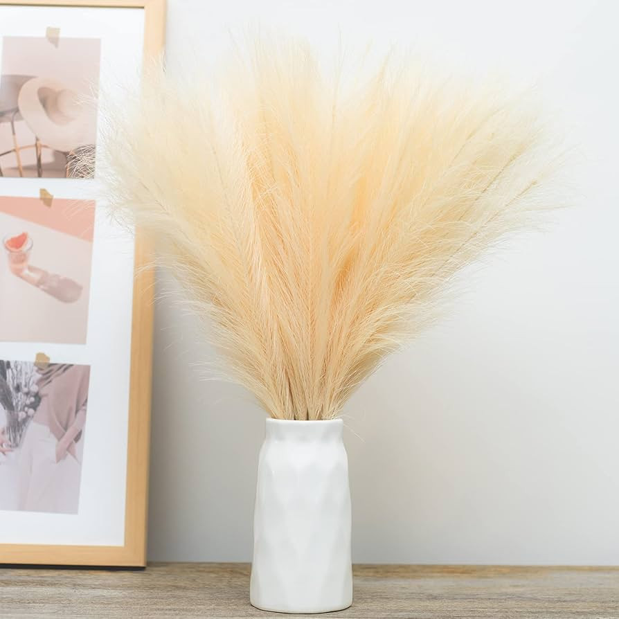 EVODIS Faux Pampas Grass, 18"/45cm Artificial Pampas Grass Fluffy 6 Stem pompous Grass Flower Arr... | Amazon (US)