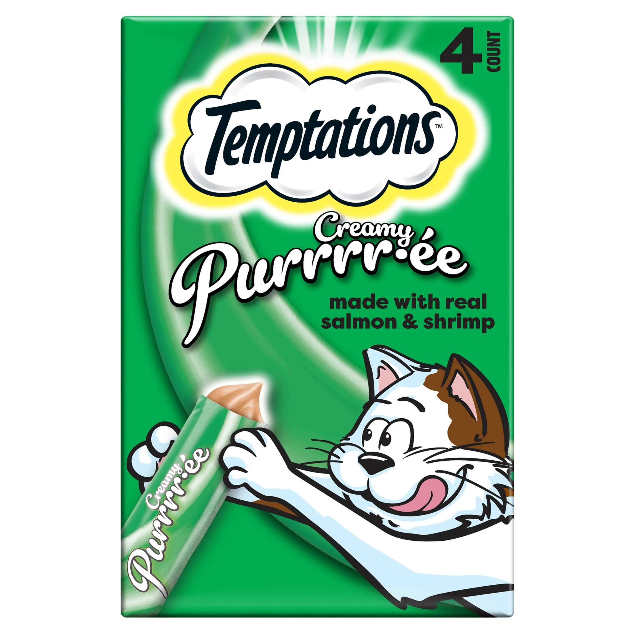 Temptations Creamy Puree Mixups Seafood Medley Flavor Dental Treats for Cats, 1.7 oz Pouches (4 P... | Walmart (US)