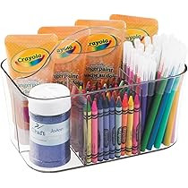 mDesign Plastic Craft Storage Organizer Bin with Handle for Living Room Drawer, Office Desk Organiza | Amazon (US)