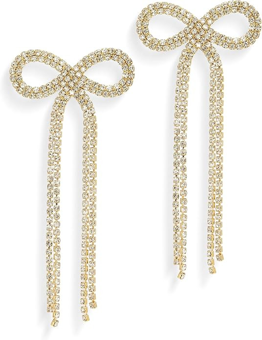 JeanBeau Long Chain Bow Dangle Drop Tassel Earrings for Women Statement Ribbon Fringe Waterfall D... | Amazon (US)