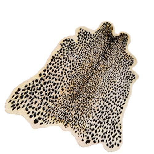 Leopard Print Rug, 39.5"x37.5" Faux Fur Leopard, Cheetah，Cowhide Hide, Deer Area Rug Animal Printed Rug Carpet for Home Office Living Room,Bedroom (Leopard) | Amazon (US)