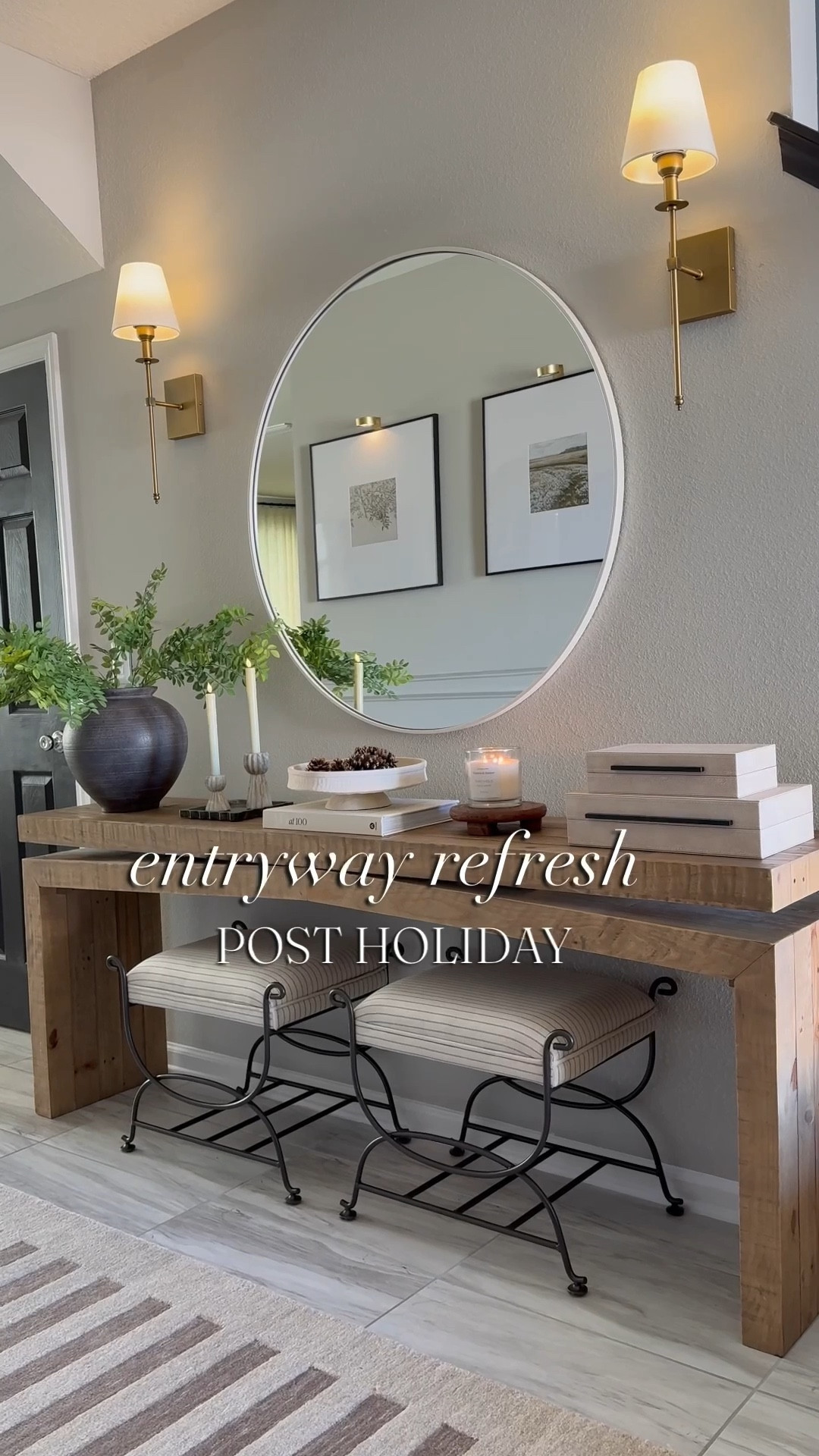 Entryway refresh post holidays! Love the fresh new views 😍 how stunning are these new Studio McGee pieces?! I love these new ottomans! 

Console table styling, post holiday refresh, long console table, entryway styling, entryway refresh, studio McGee home decor, target home finds, ottomans 

#LTKSeasonal #LTKHoliday #LTKHome