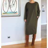 Olive Green Plus Size Sweater Dress Cotton Loungewear Caftan | Etsy (US)