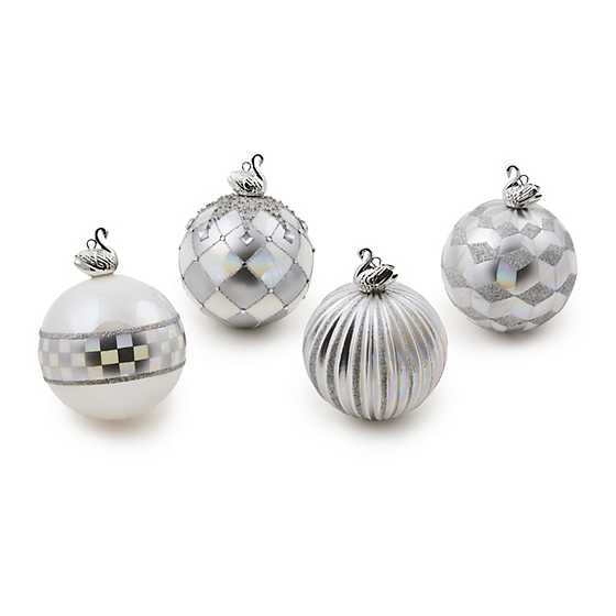 Crystal Palace Swan Glass Ball Ornaments, Set of 4 | MacKenzie-Childs