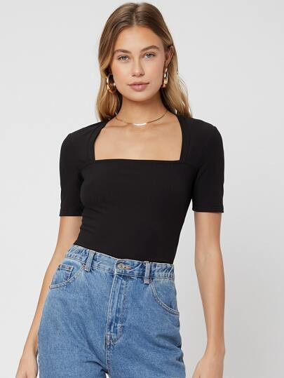 MOTF ECO RECYCLED POLYESTER SLIM RIBBED T-SHIRT | SHEIN