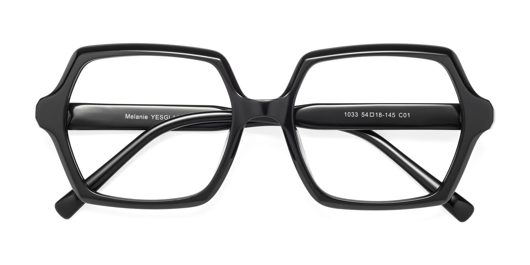 Black Hipster Geometric Full-Rim Eyeglasses - Melanie | Yesglasses