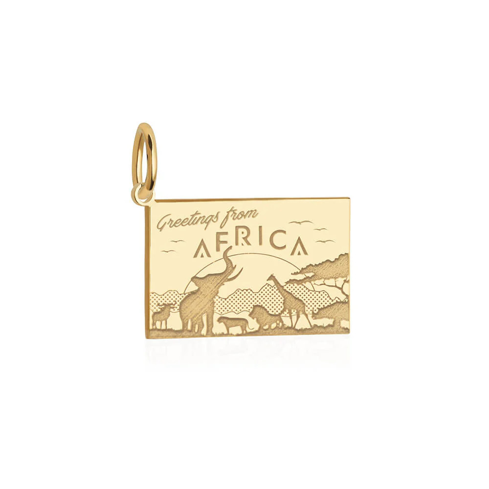 Africa Customizable Postcard Charm, Gold | Jet Set Candy (US)