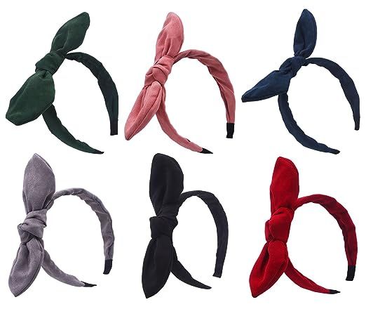STHUAHE 6PCS Hair Bands,Women Handmade Sweet and Lovely Style Suede Bow Hair Hoop Rabbit EarsHair... | Amazon (US)