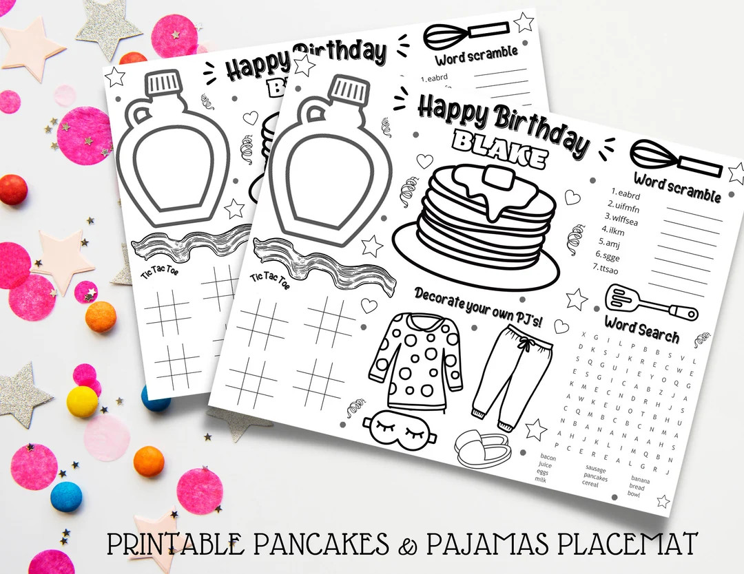 Printable Pancakes and Pajamas Coloring Placemat - Etsy | Etsy (US)