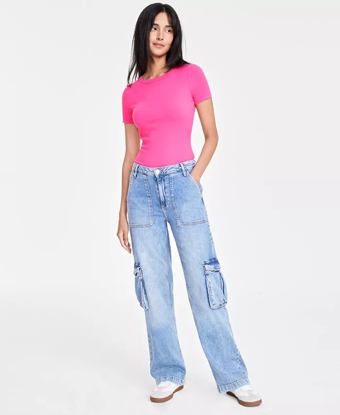 On 34th Women's Light Wash High Rise Utility Cargo Jeans, 0-26W, Created for Macy's - Macy's | Macy's