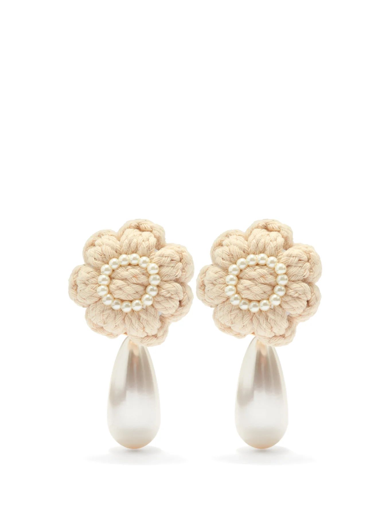 Josef knitted faux-pearl floral clip earrings | Shrimps | Matches (US)