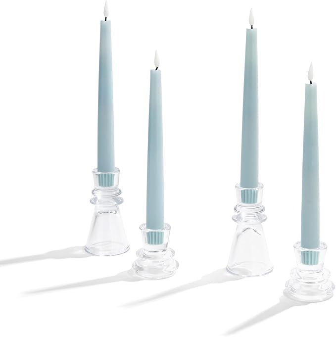 LampLust Taper Candle Holders, Set of 4 Clear Glass Candle Holders, 2.25 & 4.25 Inch, Coffee Tabl... | Amazon (US)